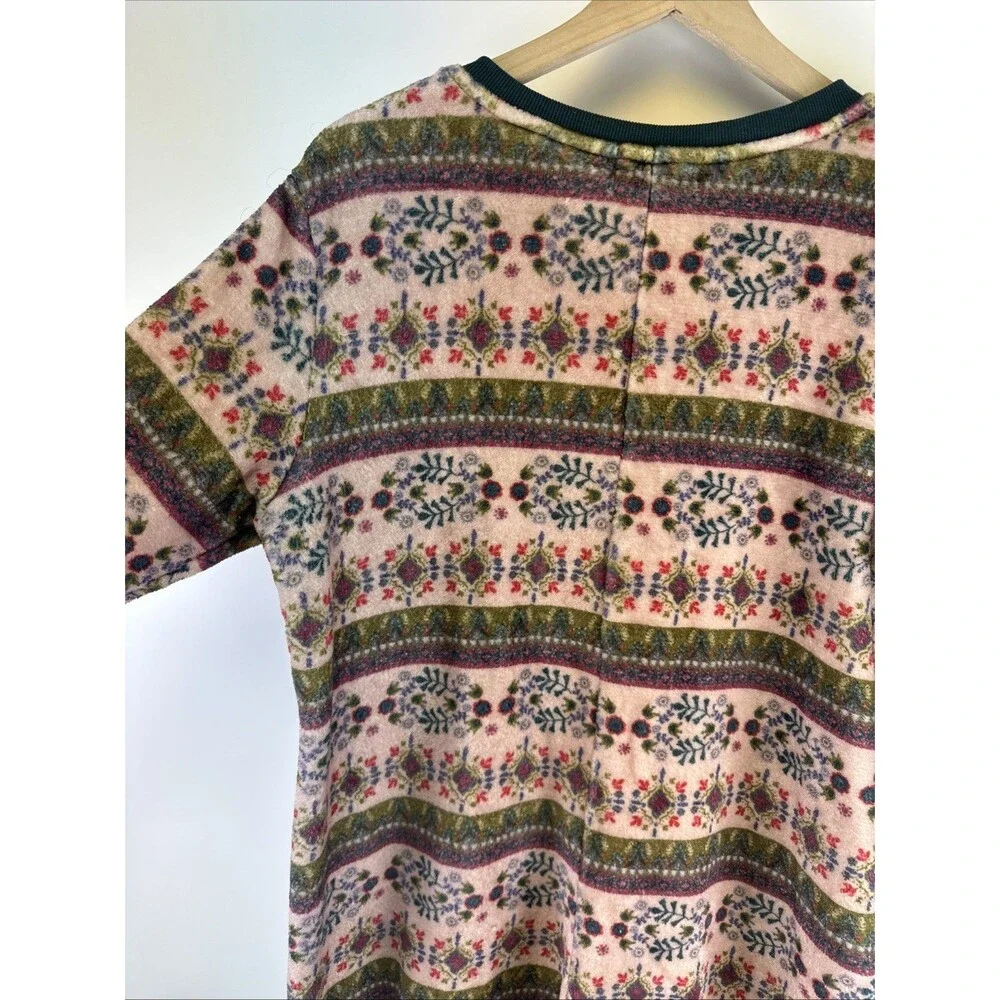 Natural Life One Piece Fleece Pajamas Zip Pink‎ Green Floral Long Womens Medium